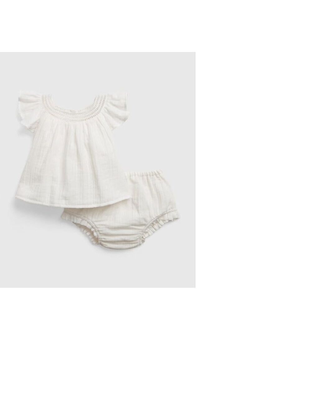 GAP Baby Girl 2-Piece Crinkle Gauze Crochet Outfit Set 6-12M